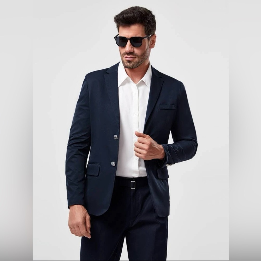 Men Single Breasted Flap Detail Blazer